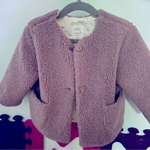 Zara Purple Puffer Jacket Plush and Cozy